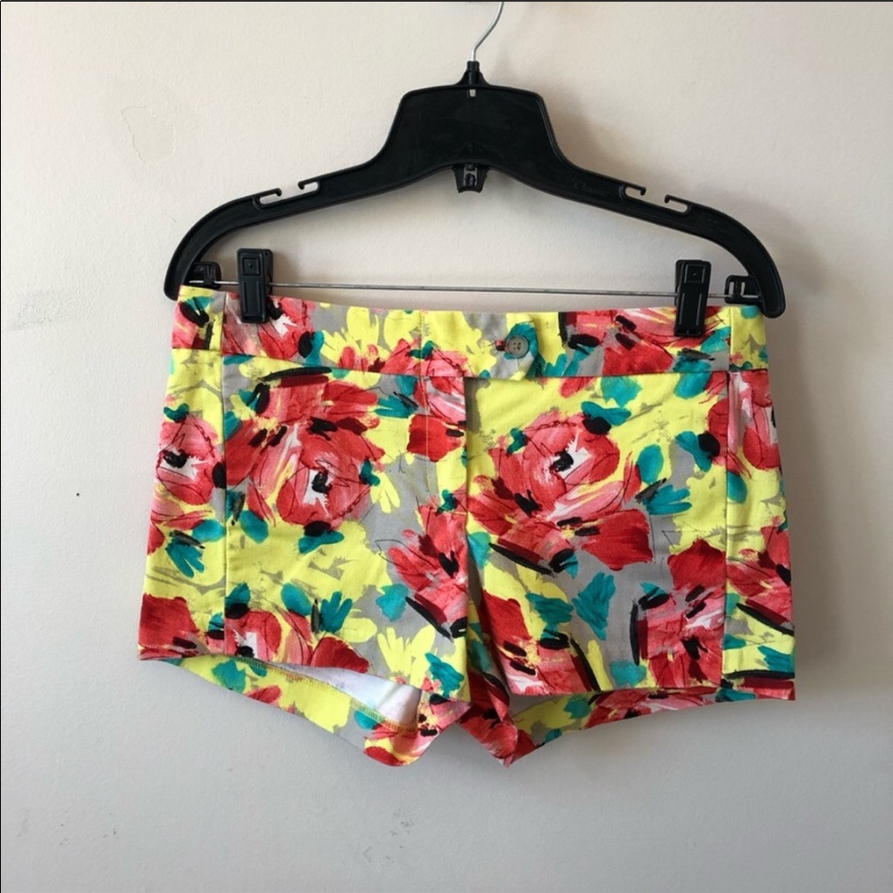 J Crew Stretch Yellow Floral Shorts- Size 2
